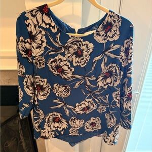 Cooper & Ella Blue Floral 3/4-Sleeve Blouse